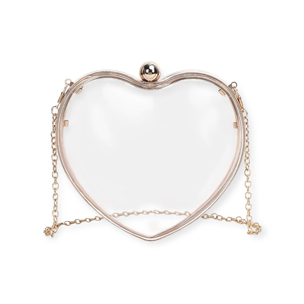 SOTM ❤︎︎ Heart Shaped Clear Acrylic Evening Clutch Bag ❤︎︎ Gold Chain Strap ❤︎︎